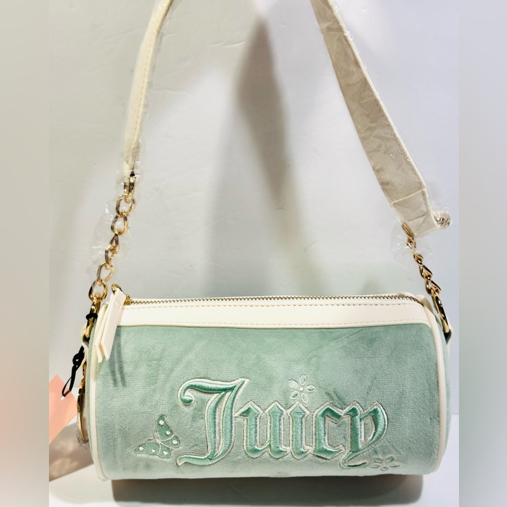 Juicy Couture Light Green and Cream Shoulder Bag